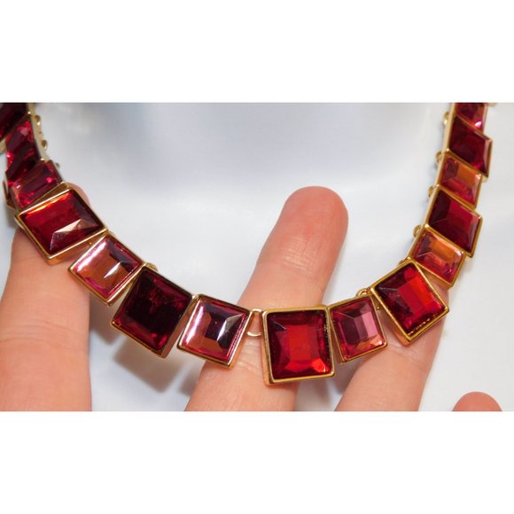Charming Charlie Pink And Red Tile Necklace - Picture 7 of 7
